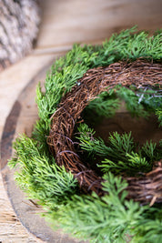 Real Touch Dripping Cedar Mini Wreath