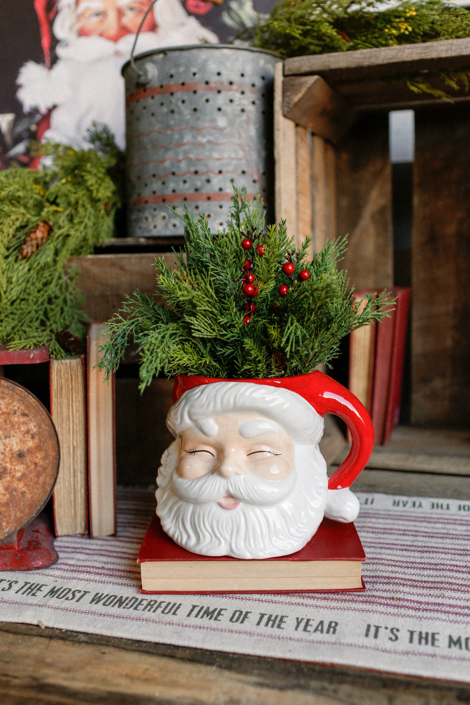 Cheery Santa Vase