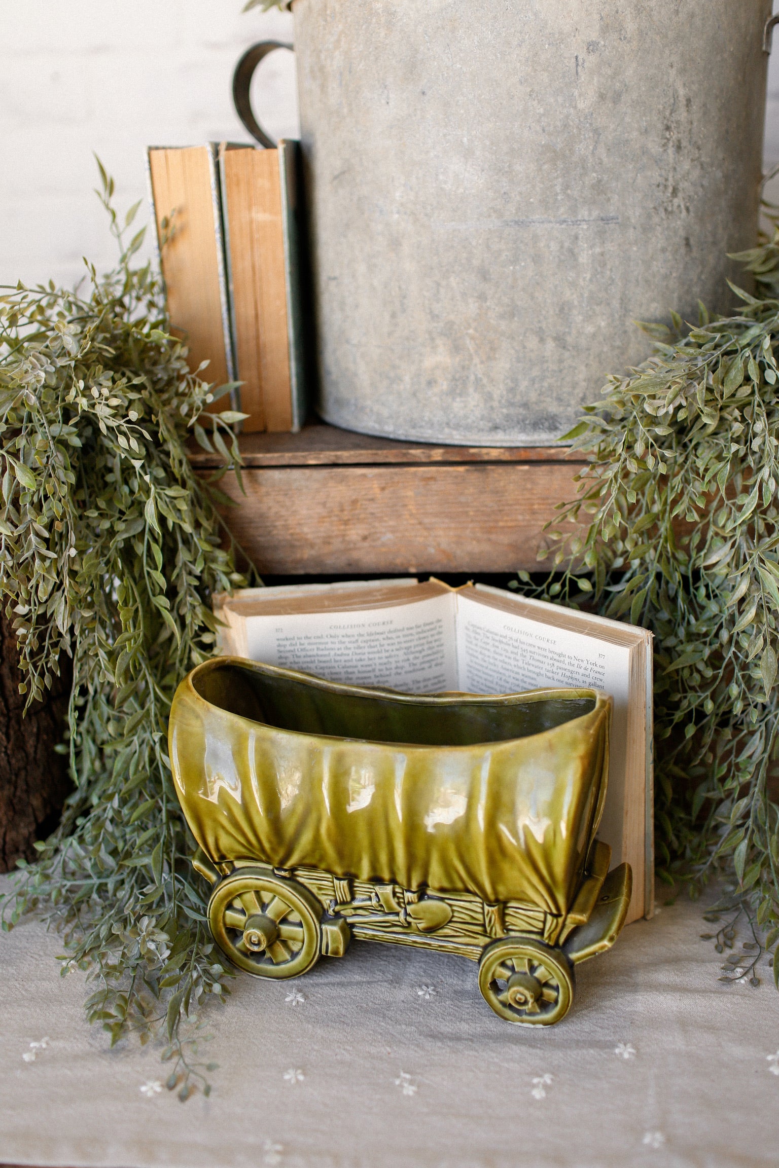 Vintage Shawnee Covered Wagon Planter The Little Burlap Barn®
