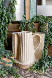 Stoneware Scalloped Pitcher