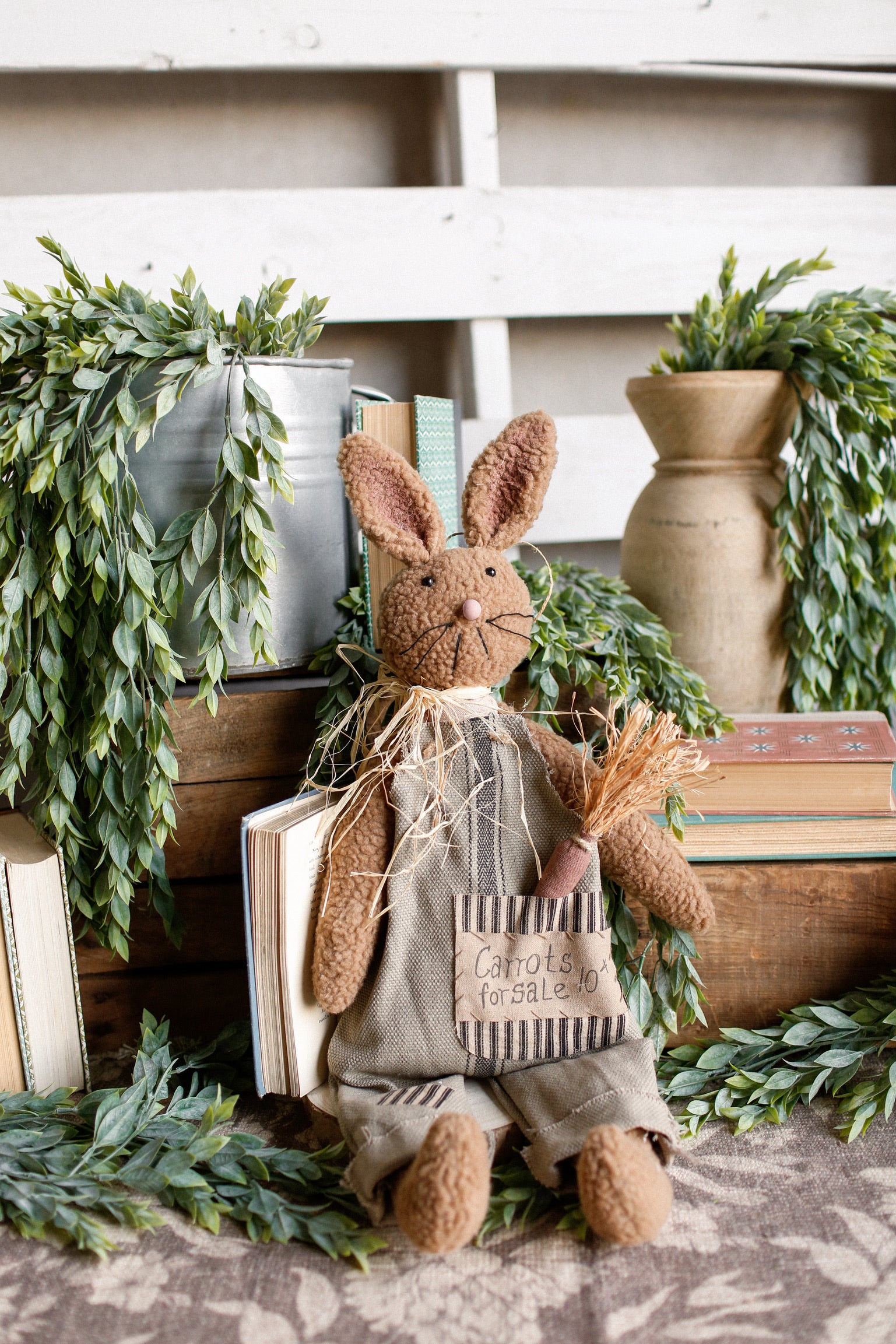 Handmade Ticking Stripe Bunny Doll