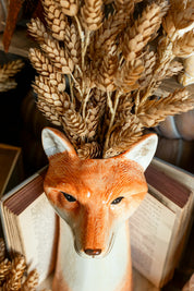 Stoneware Woodland Fox Vase Creative Co-Op