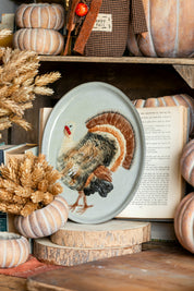 Hand Painted Stoneware Turkey Fall Platter Creative Co-Op
