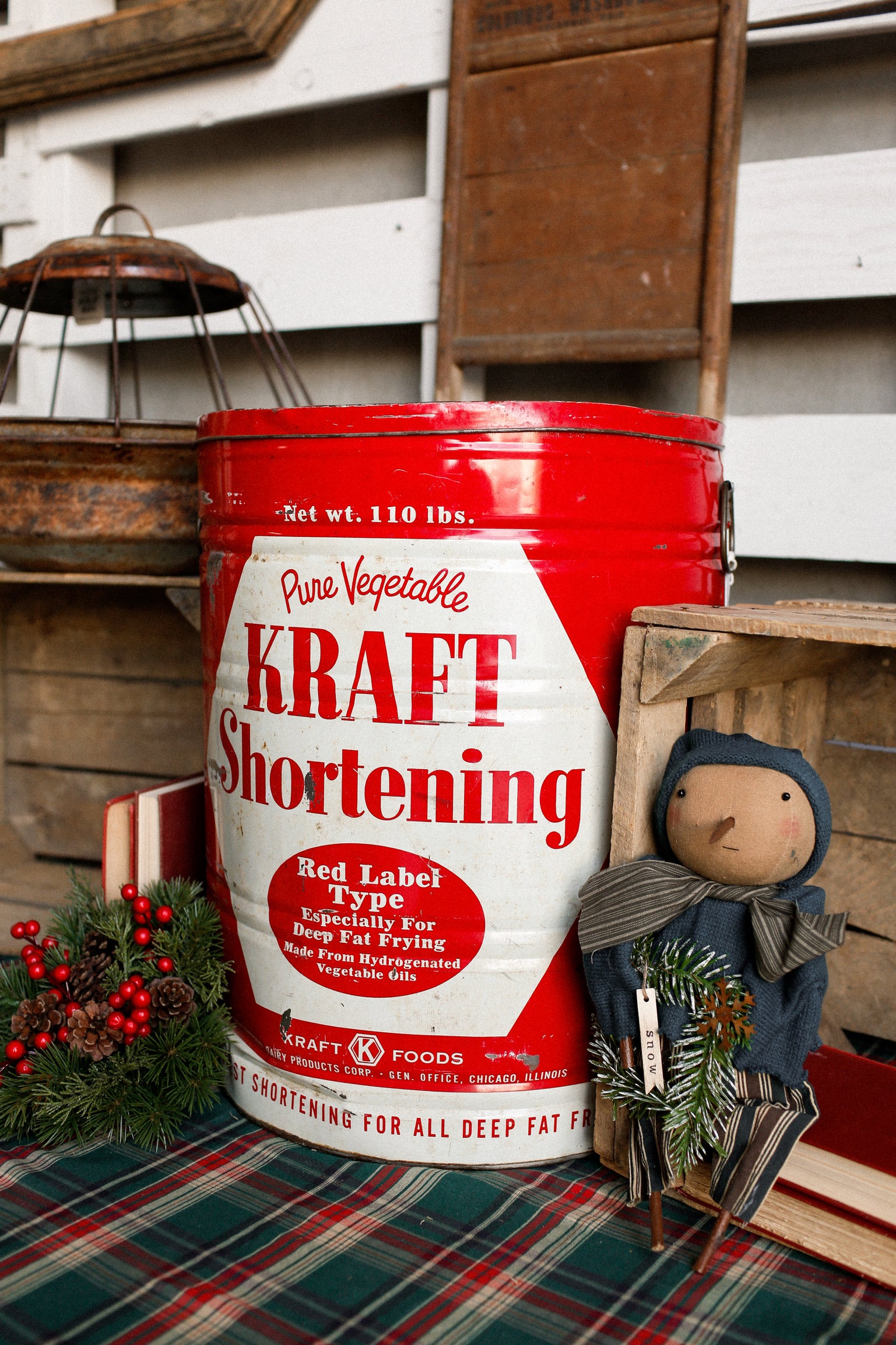 Vintage 110lb Lard Tin