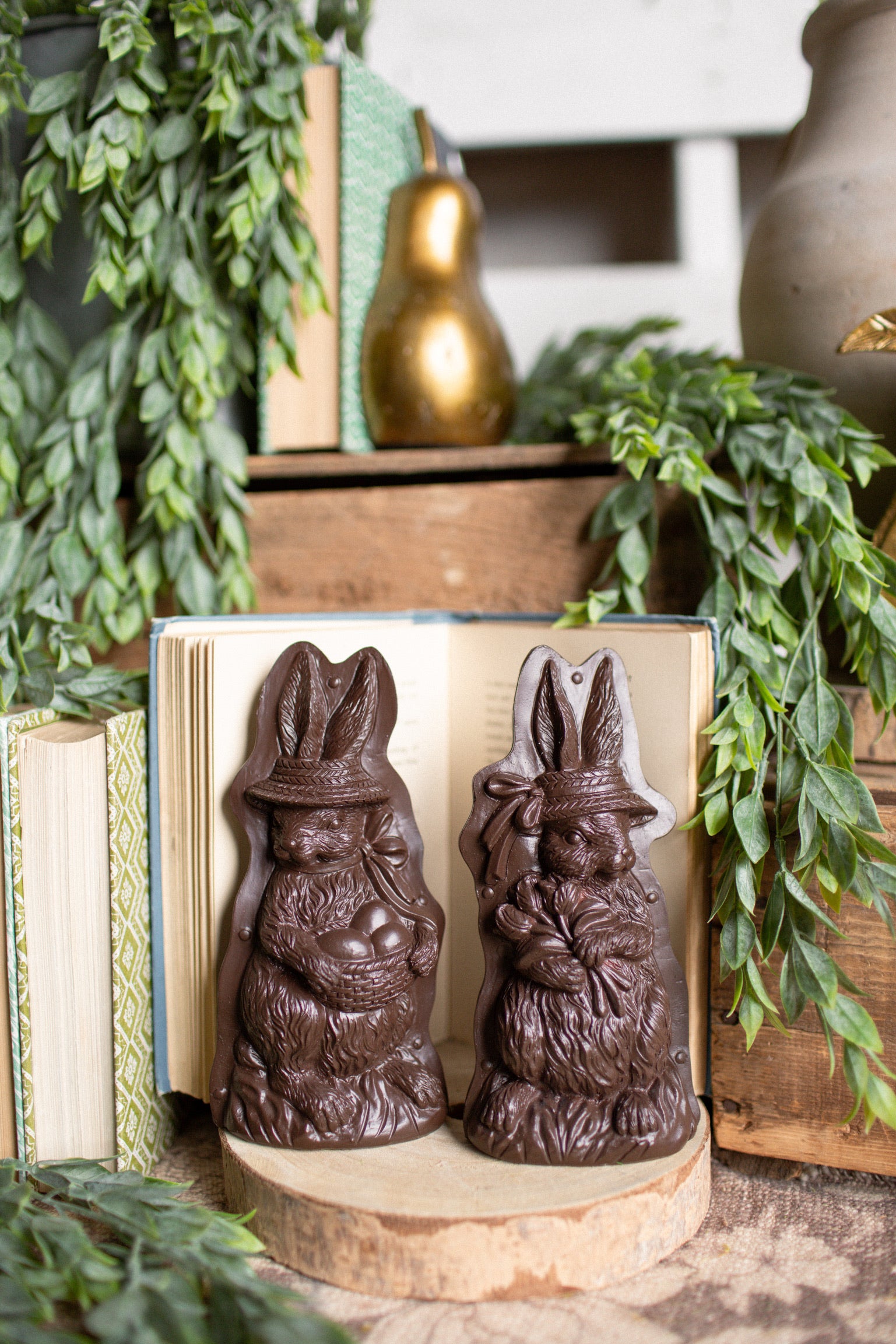 Chocolate Easter Bunny With Hat The Little Burlap Barn®