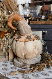 Handmade Primitive Orange Pumpkin Head