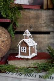 Mini White Lighted Gingerbread House