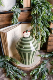 Green Striped Apple Canister