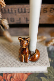 Stoneware Fox Taper Holder
