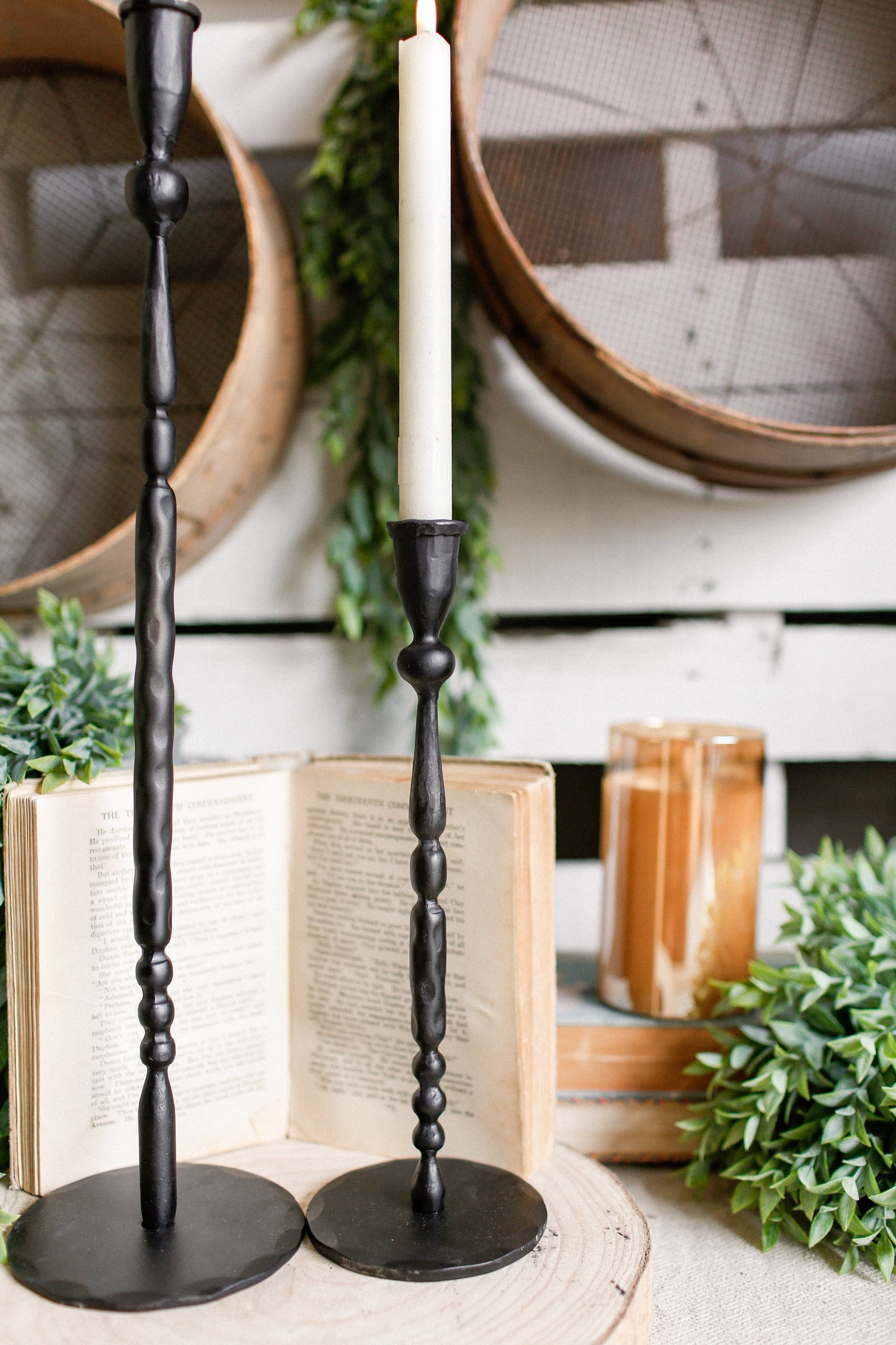 Hand-Forged Black Iron Candlestick
