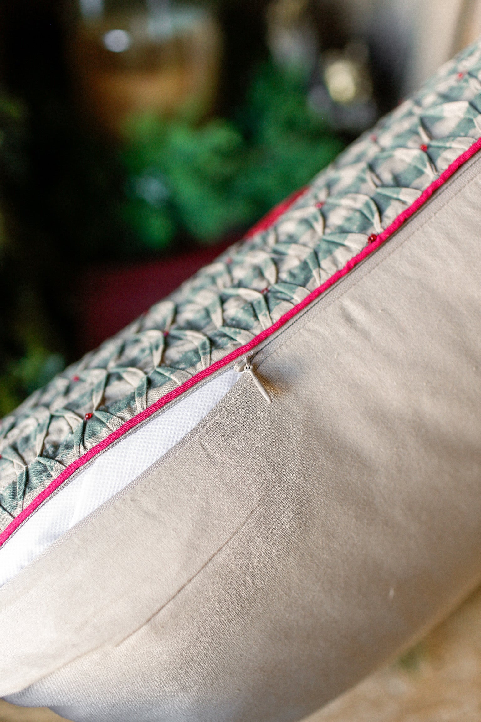 Smocked Velvet Tree Pillow