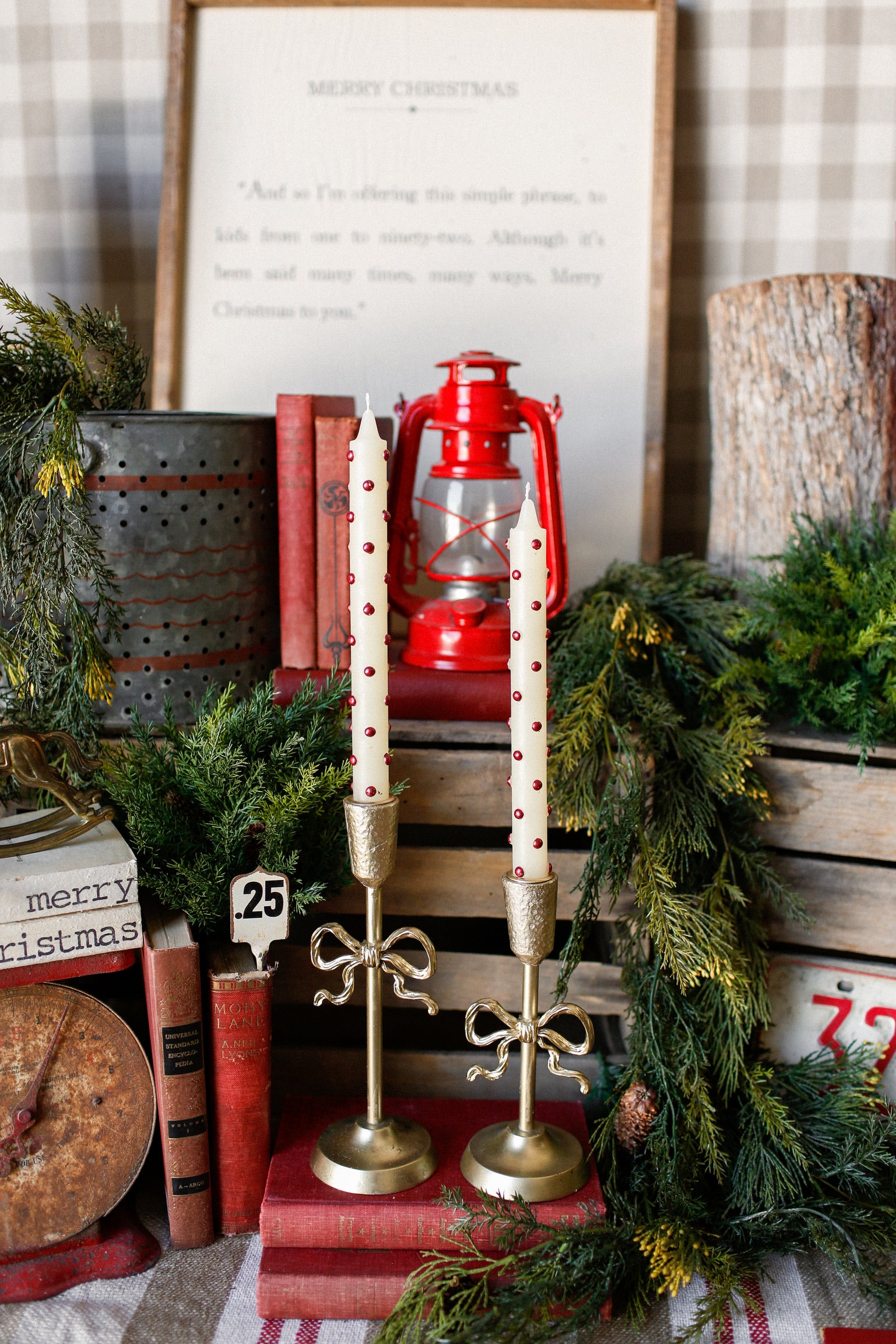 Red Dot Taper Candles