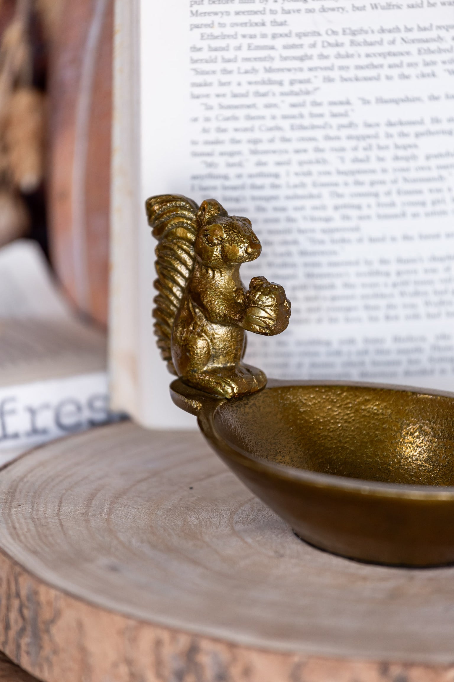 Gilded Squirrel Bowl Accent Decor
