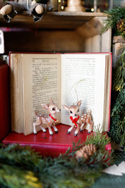 Retro Glitter Deer Ornament