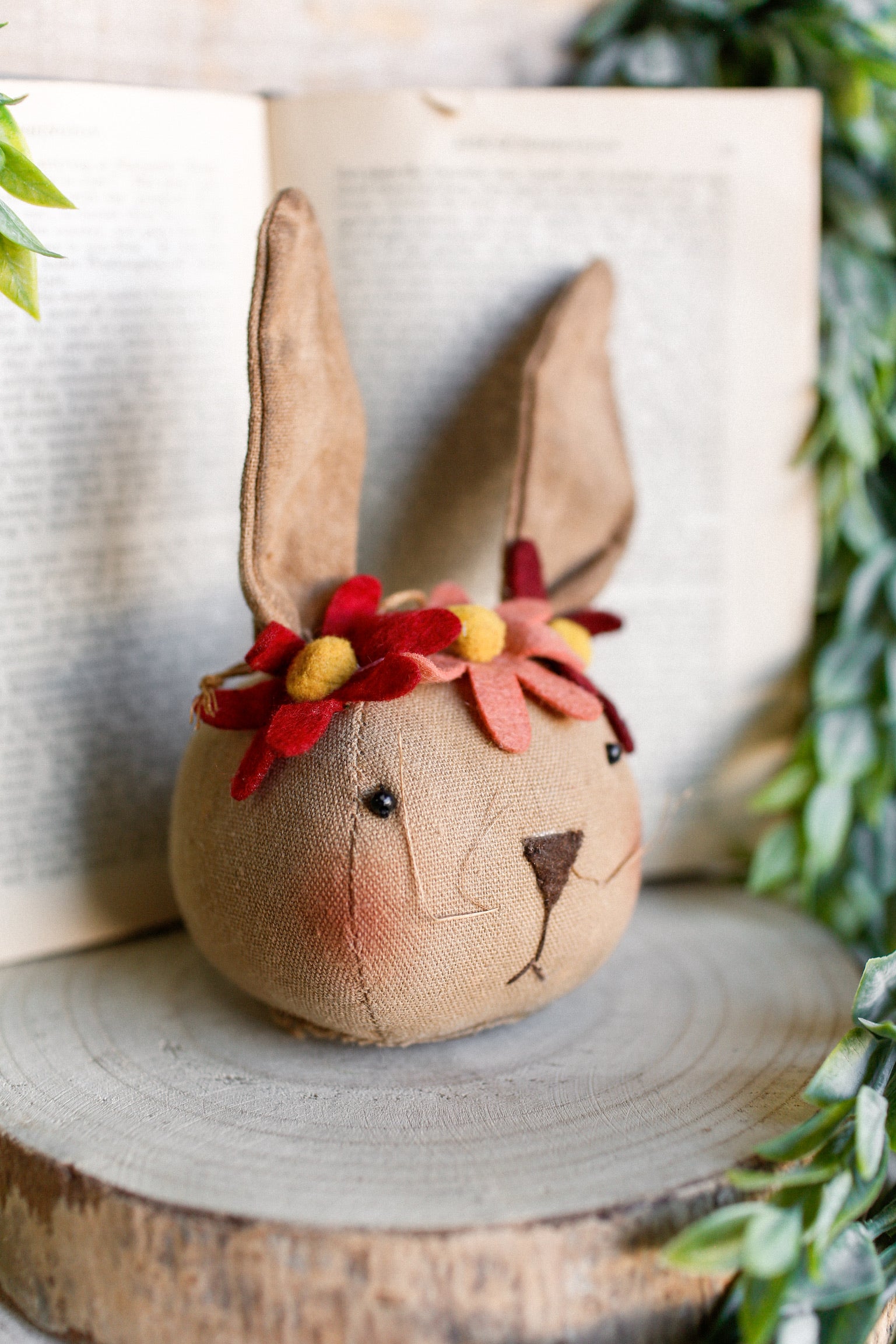 Primitive Floral Bunny Ornament