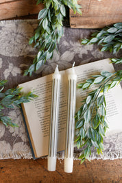 Gray Striped Taper Candles