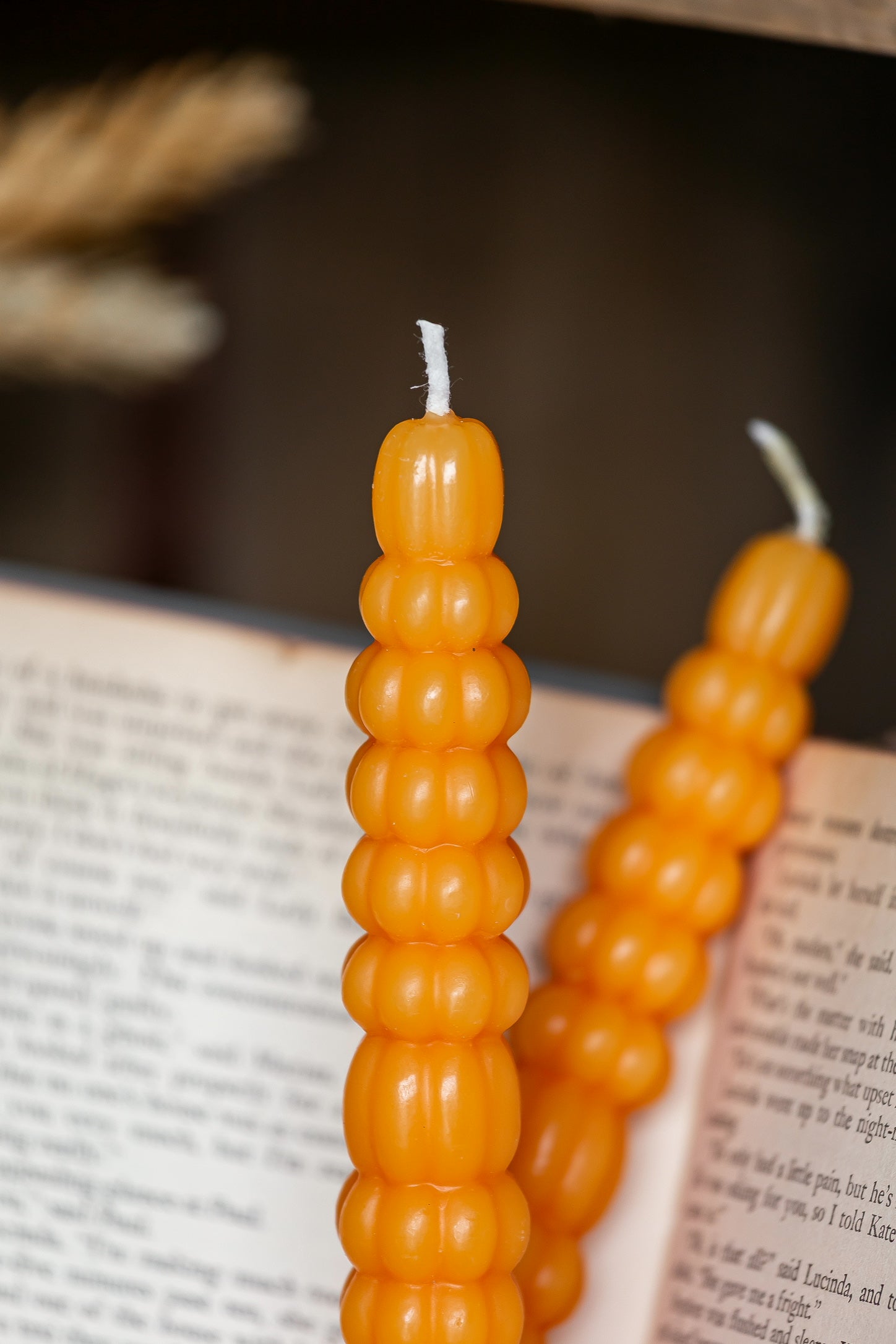 Unscented Orange Pumpkin Taper Candles Creative Co-Op