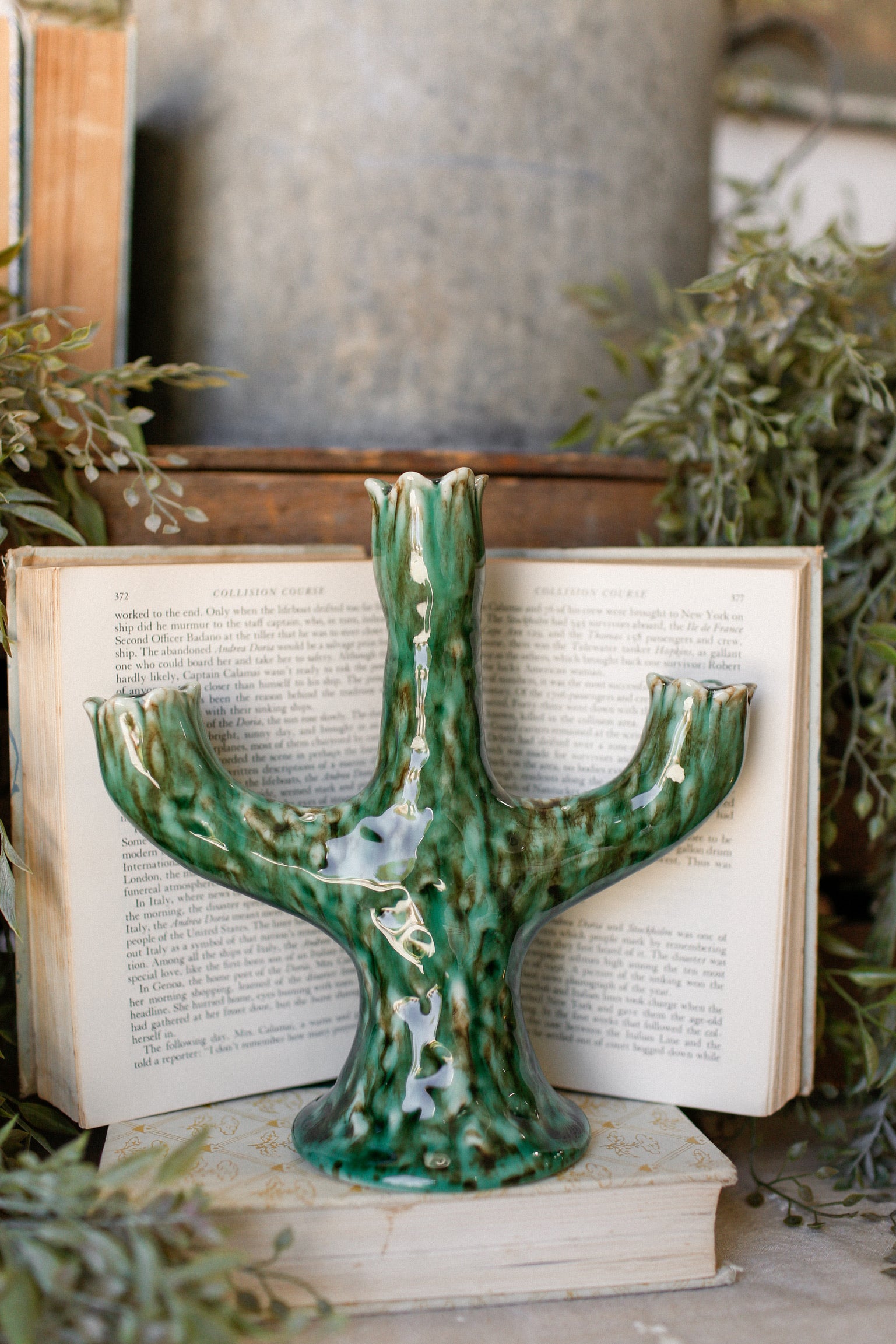 Stoneware Flower Stem Candelabra The Little Burlap Barn®