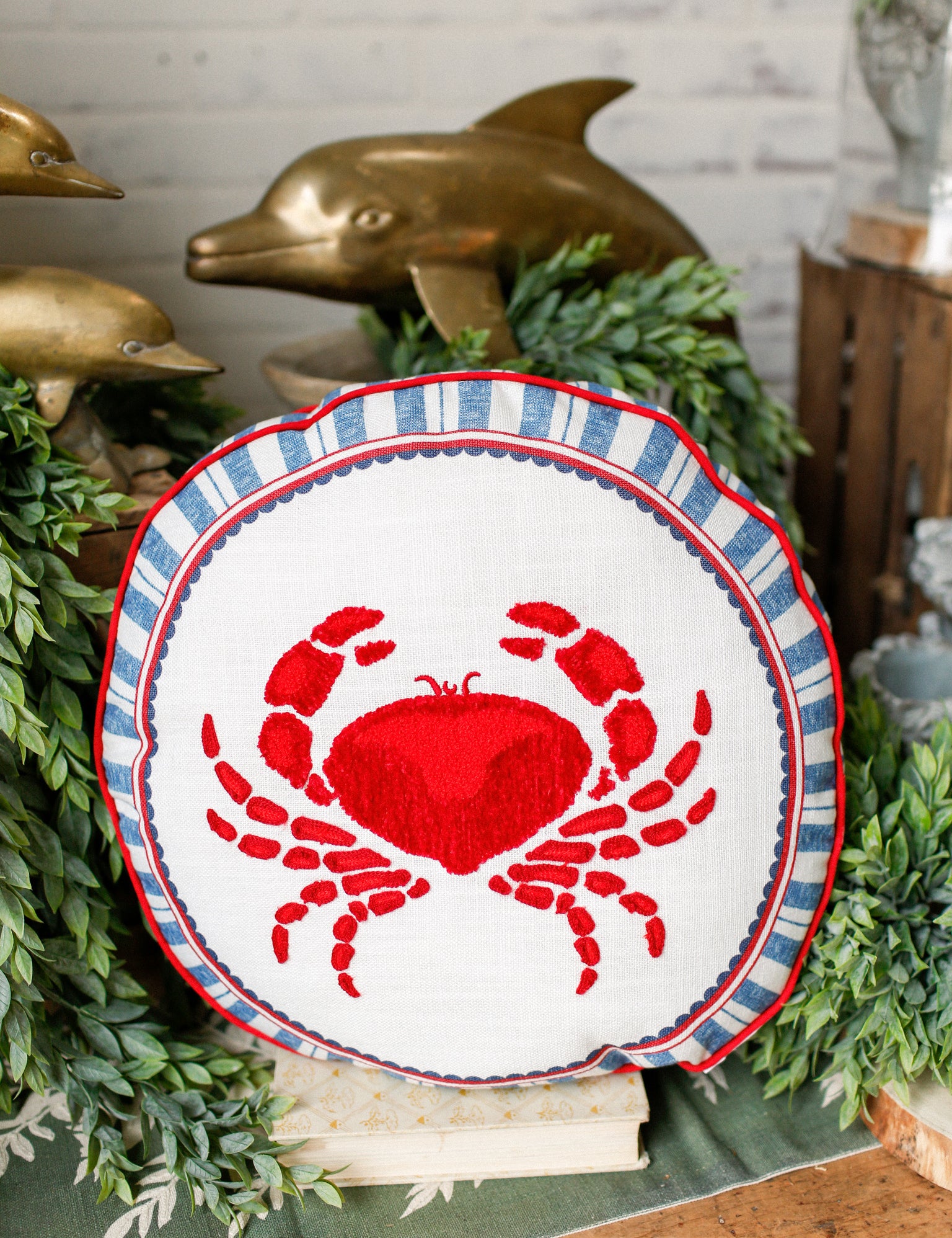 Embroidered Crab Pillow The Little Burlap Barn®
