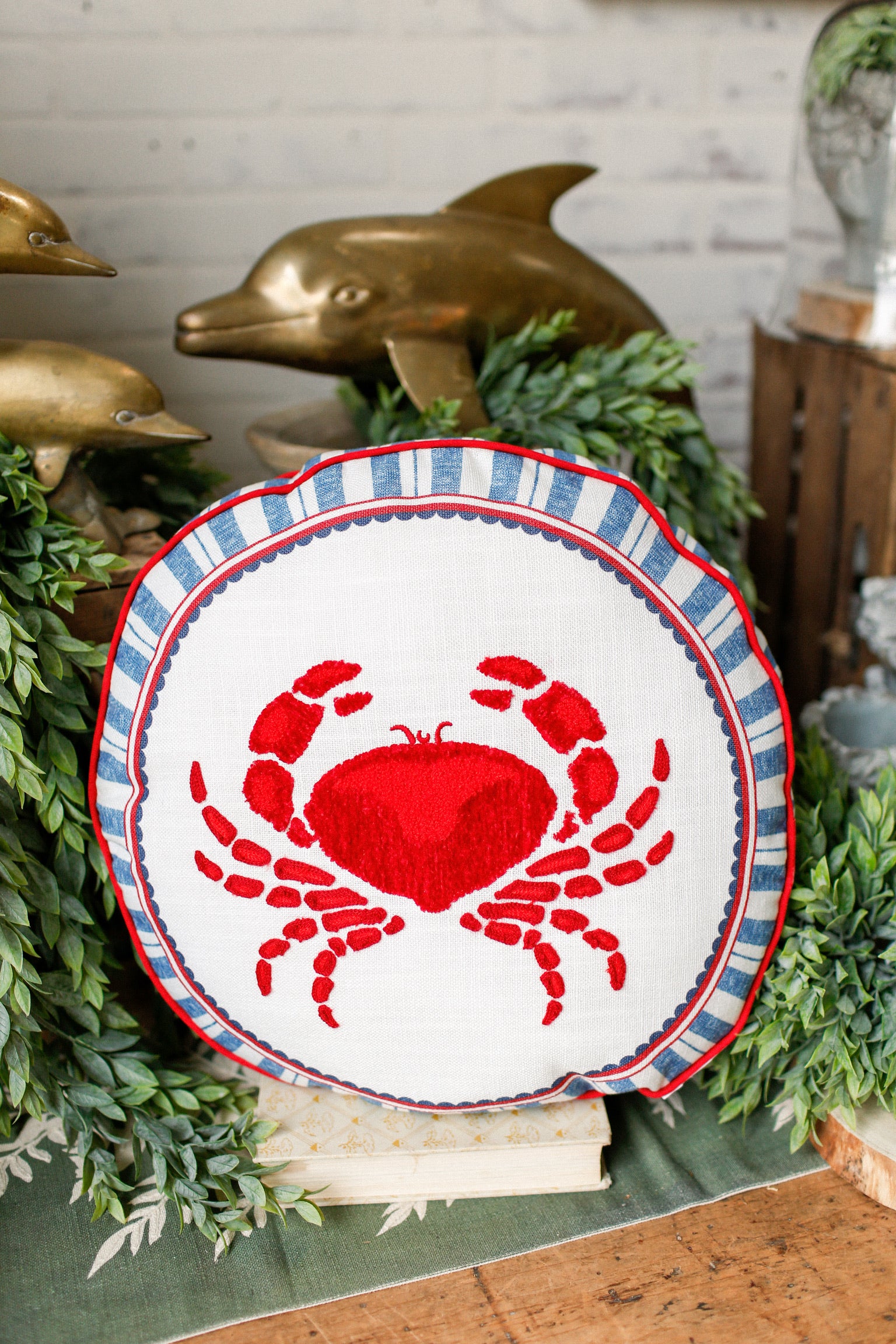 Embroidered Crab Pillow The Little Burlap Barn®