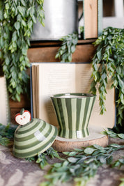 Green Striped Apple Canister