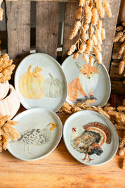 Hand Painted Stoneware Fox Fall Platter Creative Co-Op
