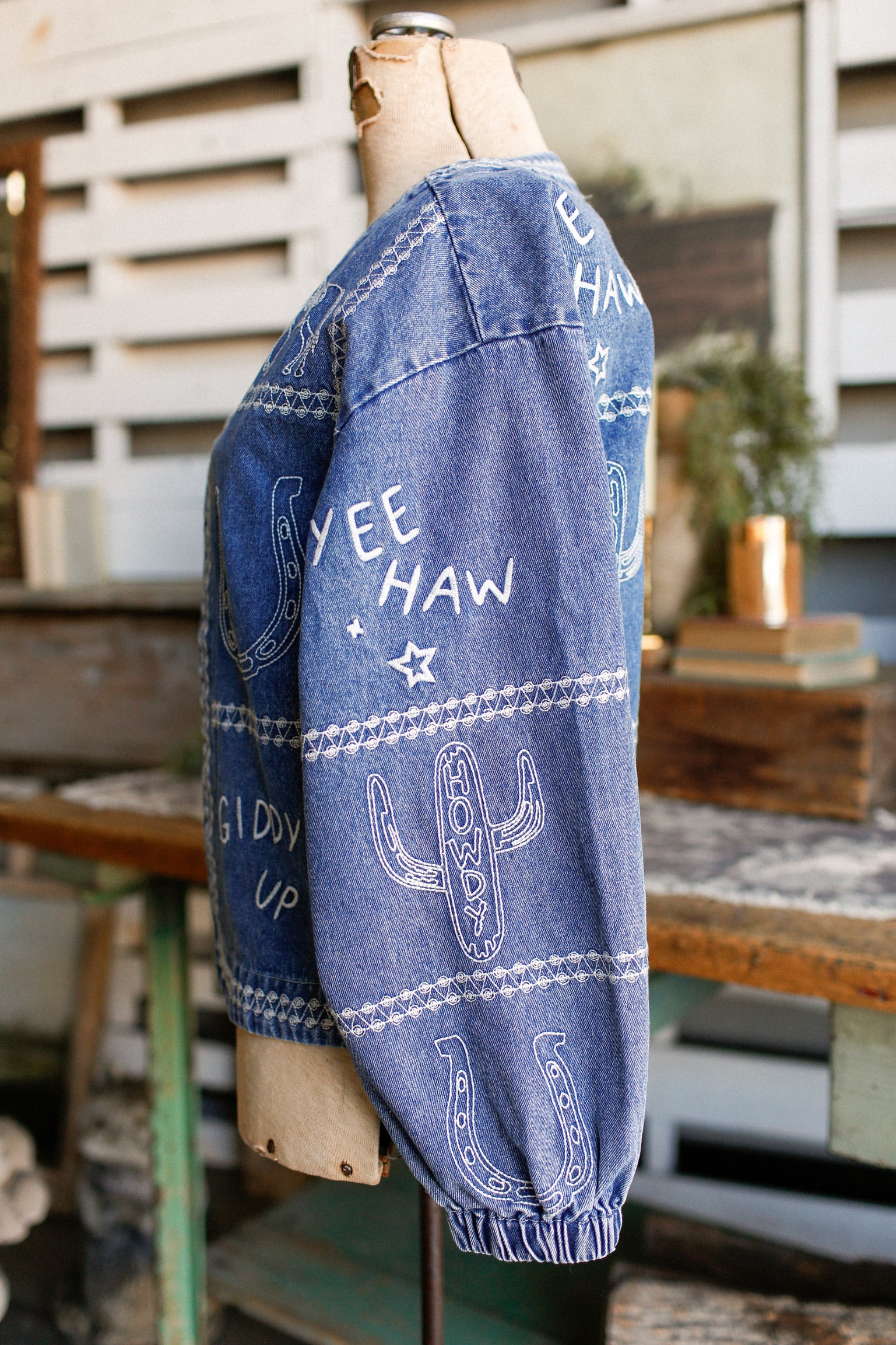 Embroidered Yee Haw Denim Jacket