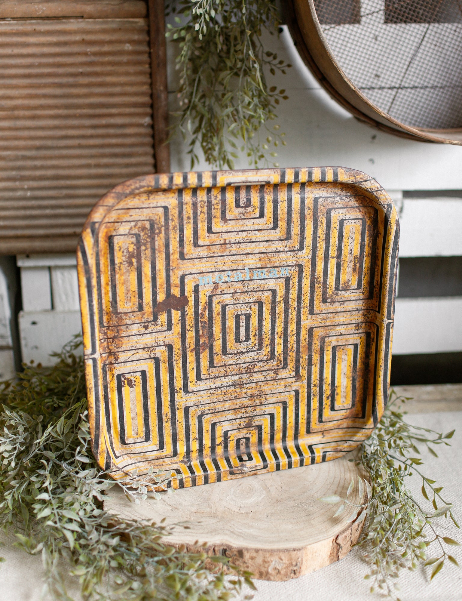 Vintage Yellow Tray The Little Burlap Barn®