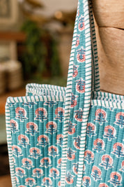 Floral Block Print Tote Bag The Little Burlap Barn®
