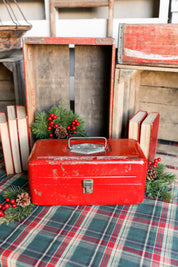 Vintage Red Metal Toolbox