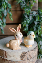 Stoneware Chick and Bunny S&P Shakers