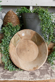 Hand-Carved European Teak Wood Bowl