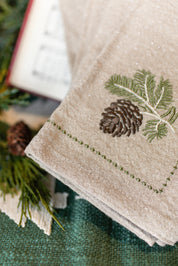 Embroidered Pinecone Napkins