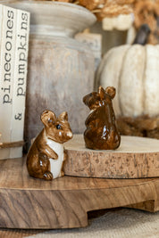 Hand-Painted Stoneware Mouse Salt and Pepper Shakers Creative Co-Op