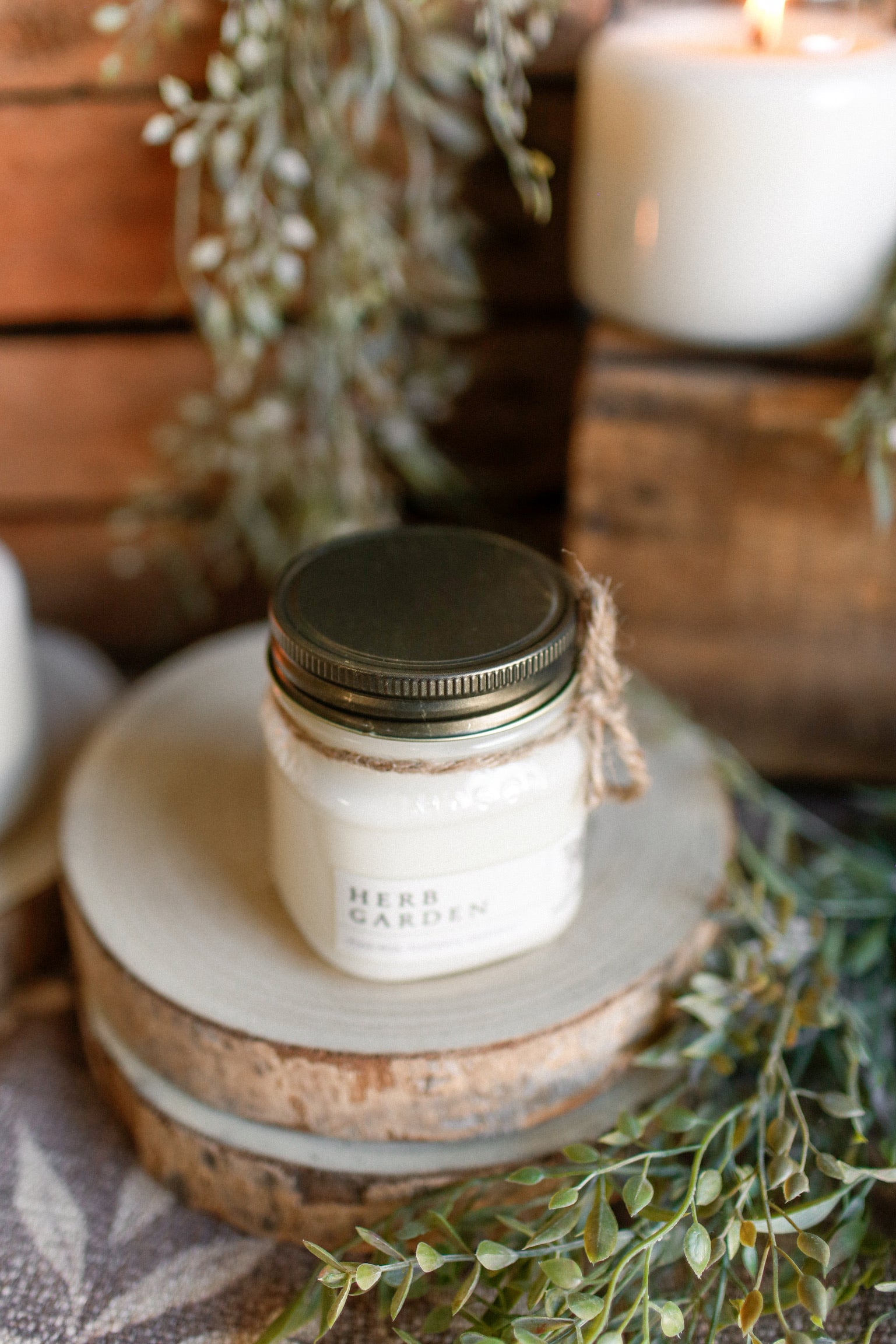 Mason Jar Candle-Herb Garden