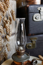 Vintage Ornate Clear Glass Oil Lamp