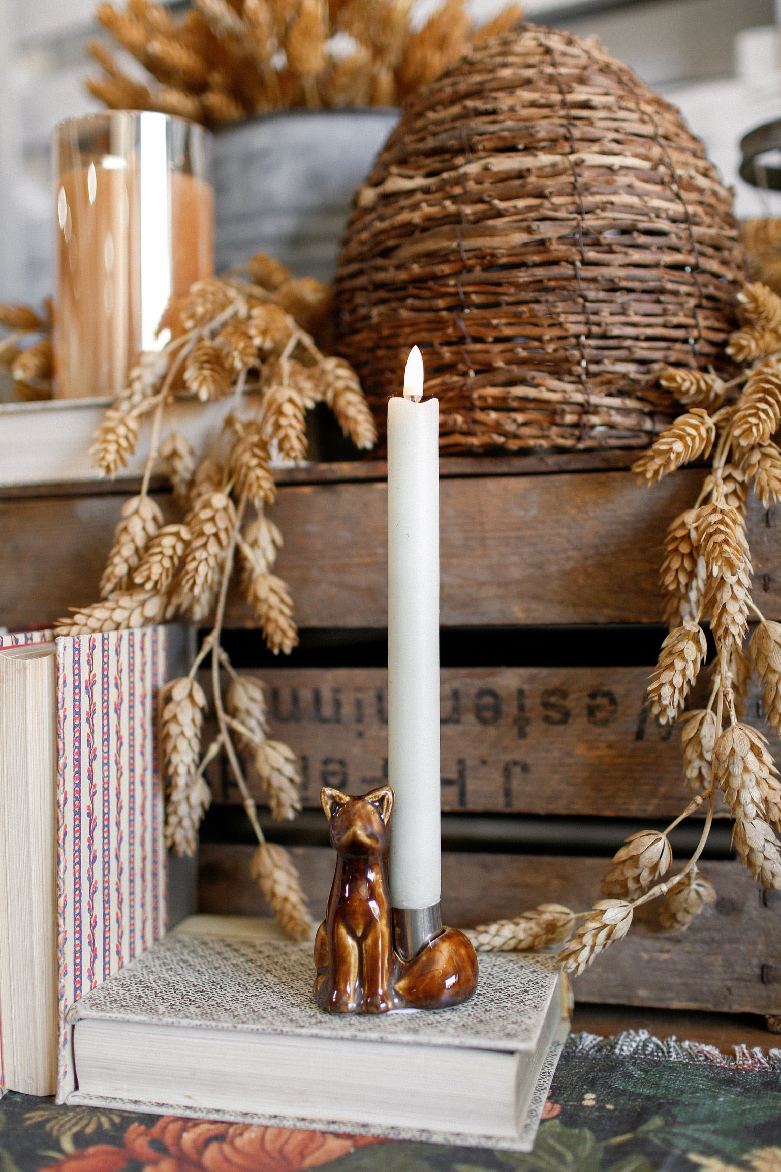 Stoneware Fox Taper Holder