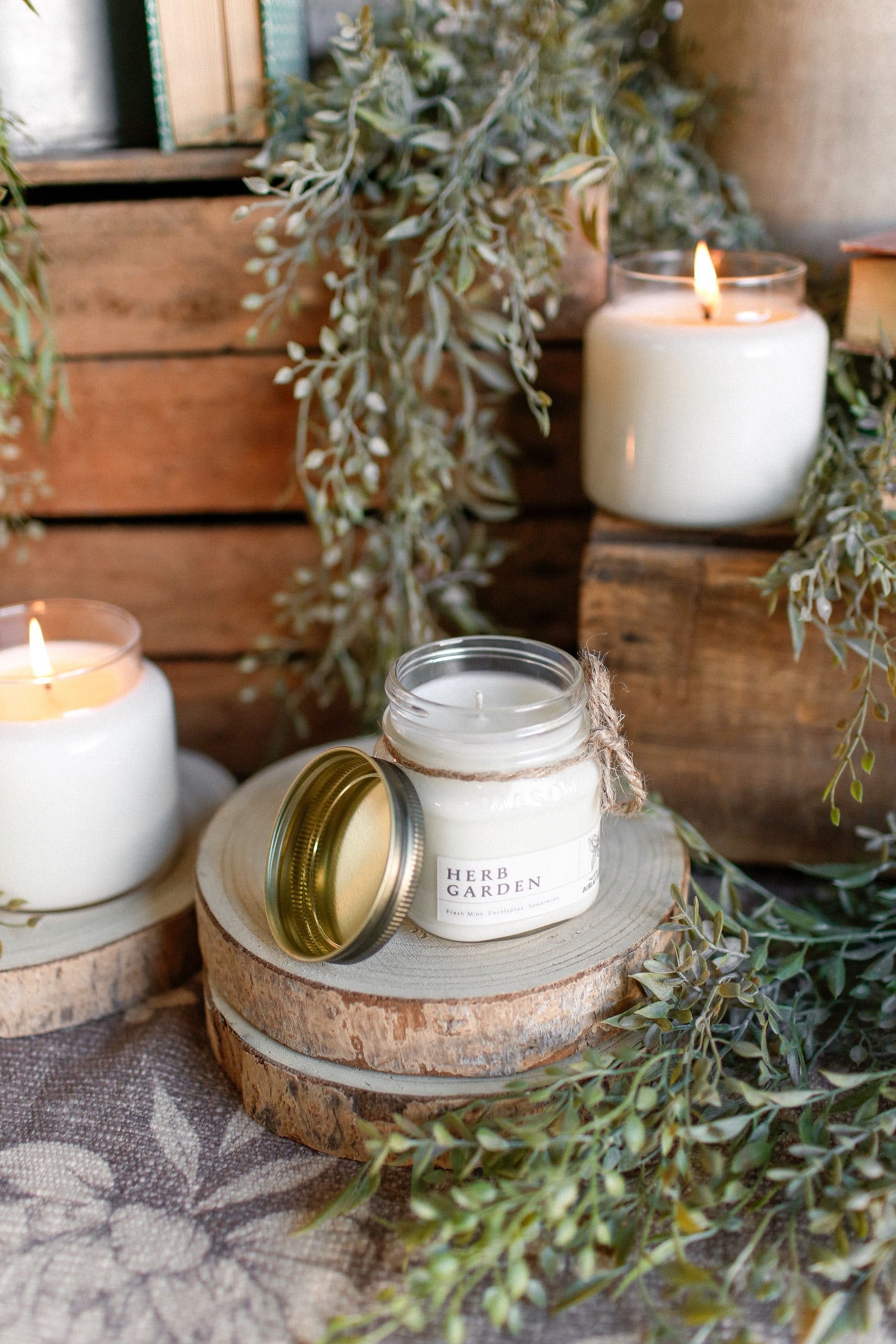 Mason Jar Candle-Herb Garden
