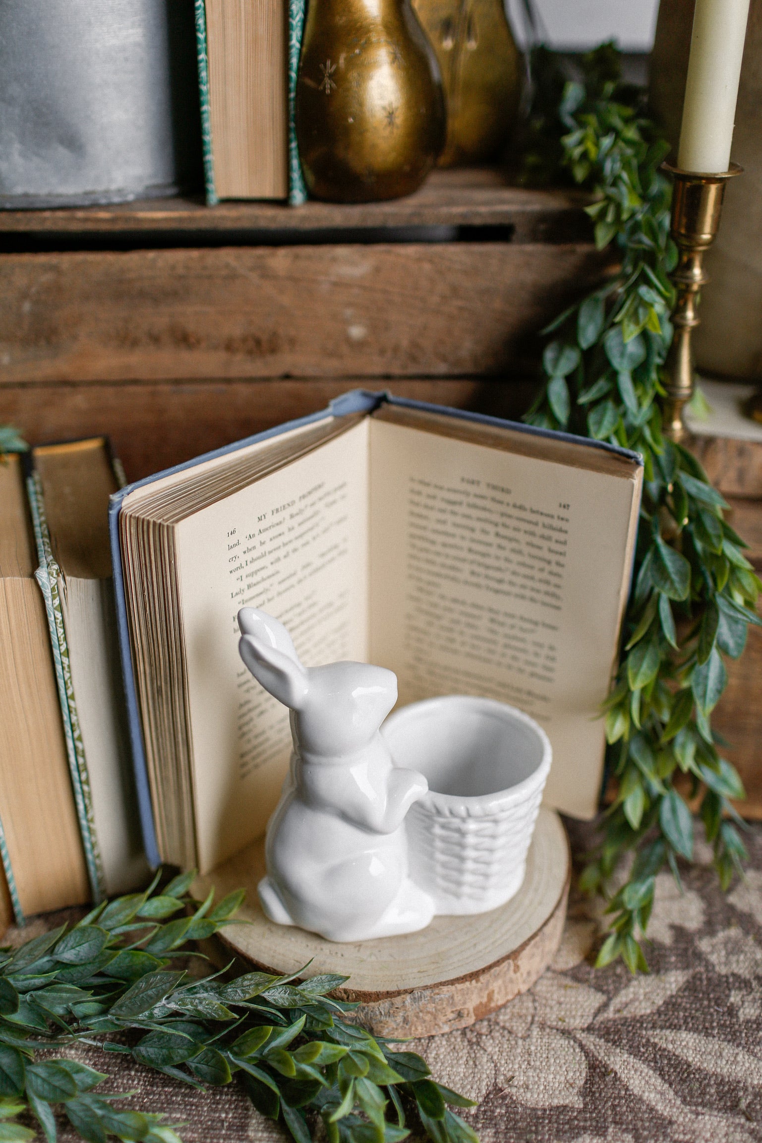 Ceramic Bunny With Basket The Little Burlap Barn®