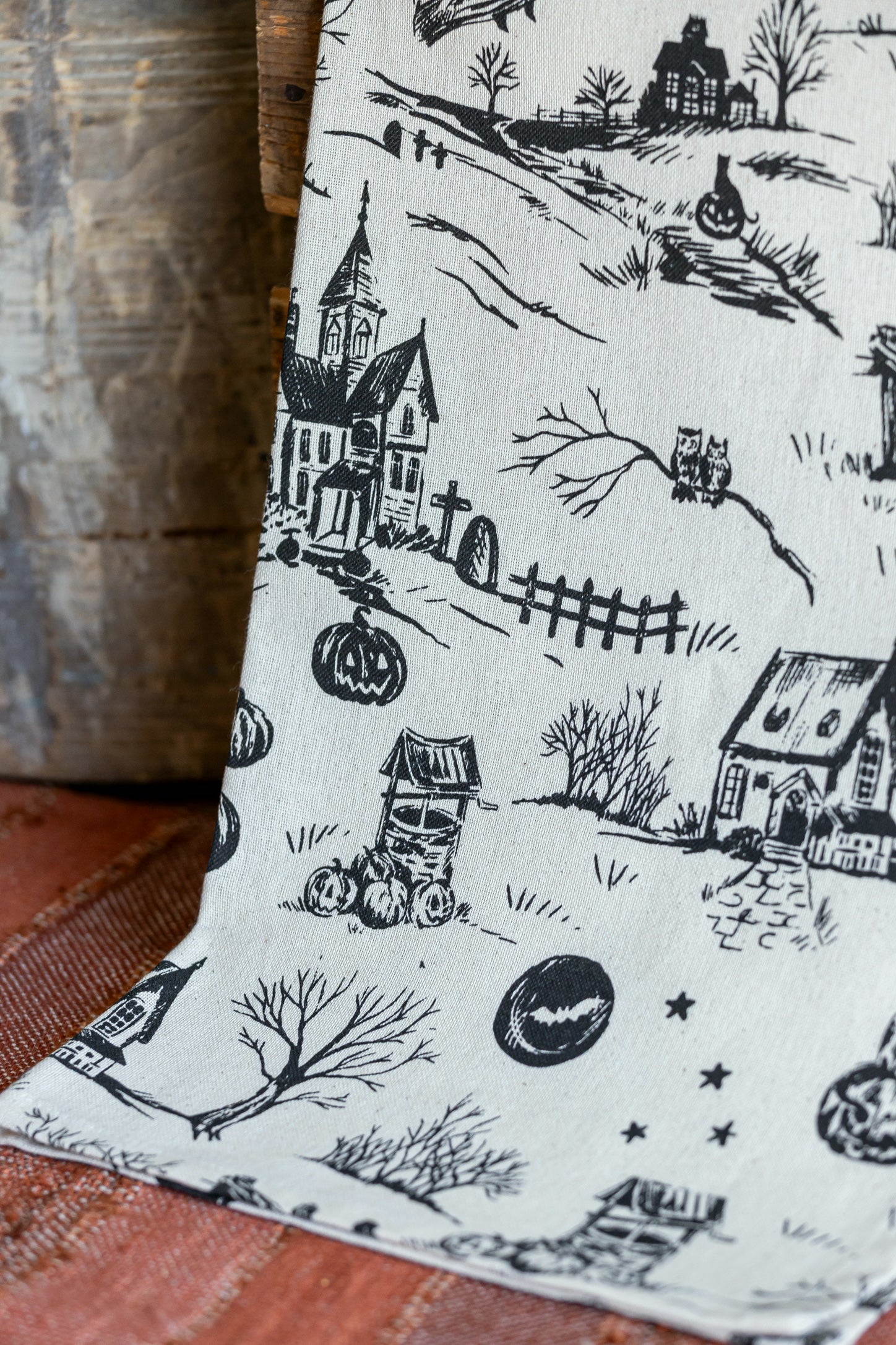 Halloween Toile Kitchen Towel The Little Burlap Barn