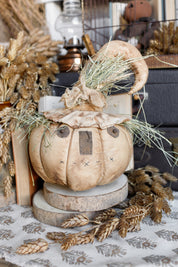 Handmade Primitive Cream Pumpkin Head