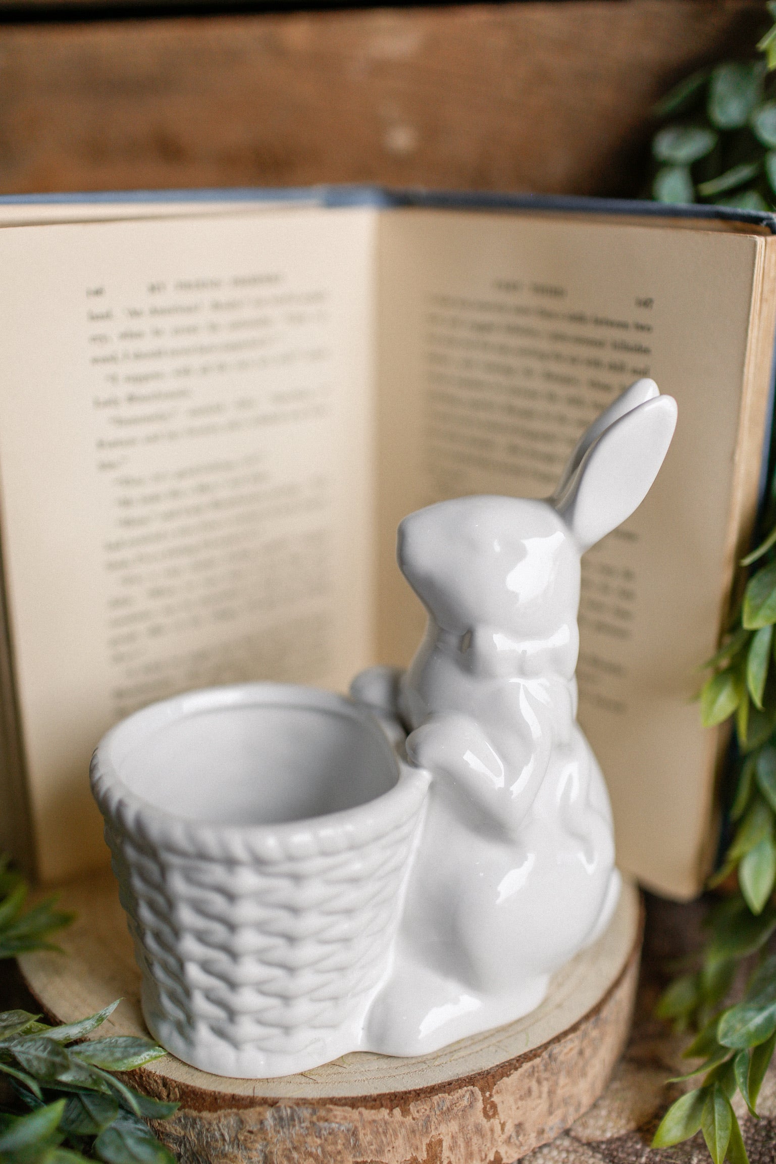 Ceramic Bunny With Basket The Little Burlap Barn®