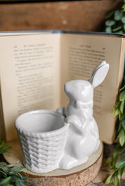 Ceramic Bunny With Basket The Little Burlap Barn®