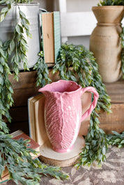 Hand-Painted Pink Cabbage Pitcher