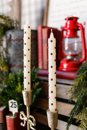 Red Dot Taper Candles