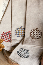 Woven Chambray Embroidered Pumpkins Napkins Creative Co-Op