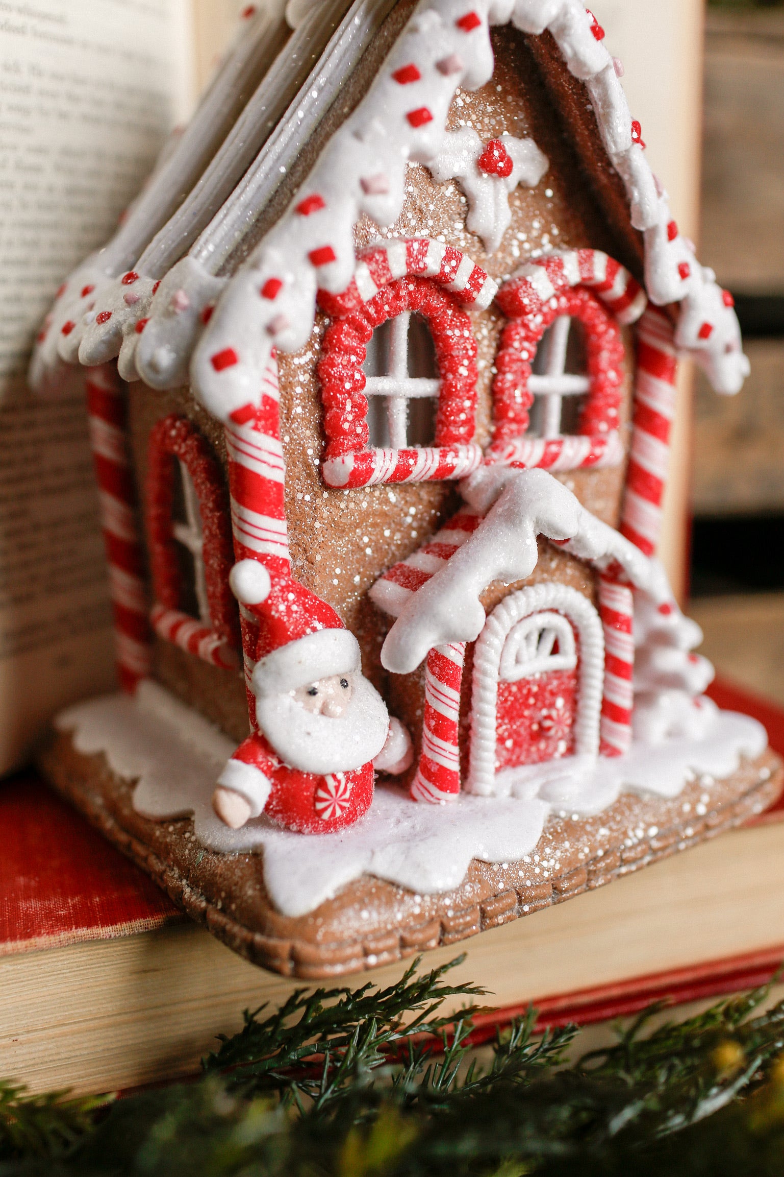 Lighted Santa Gingerbread House