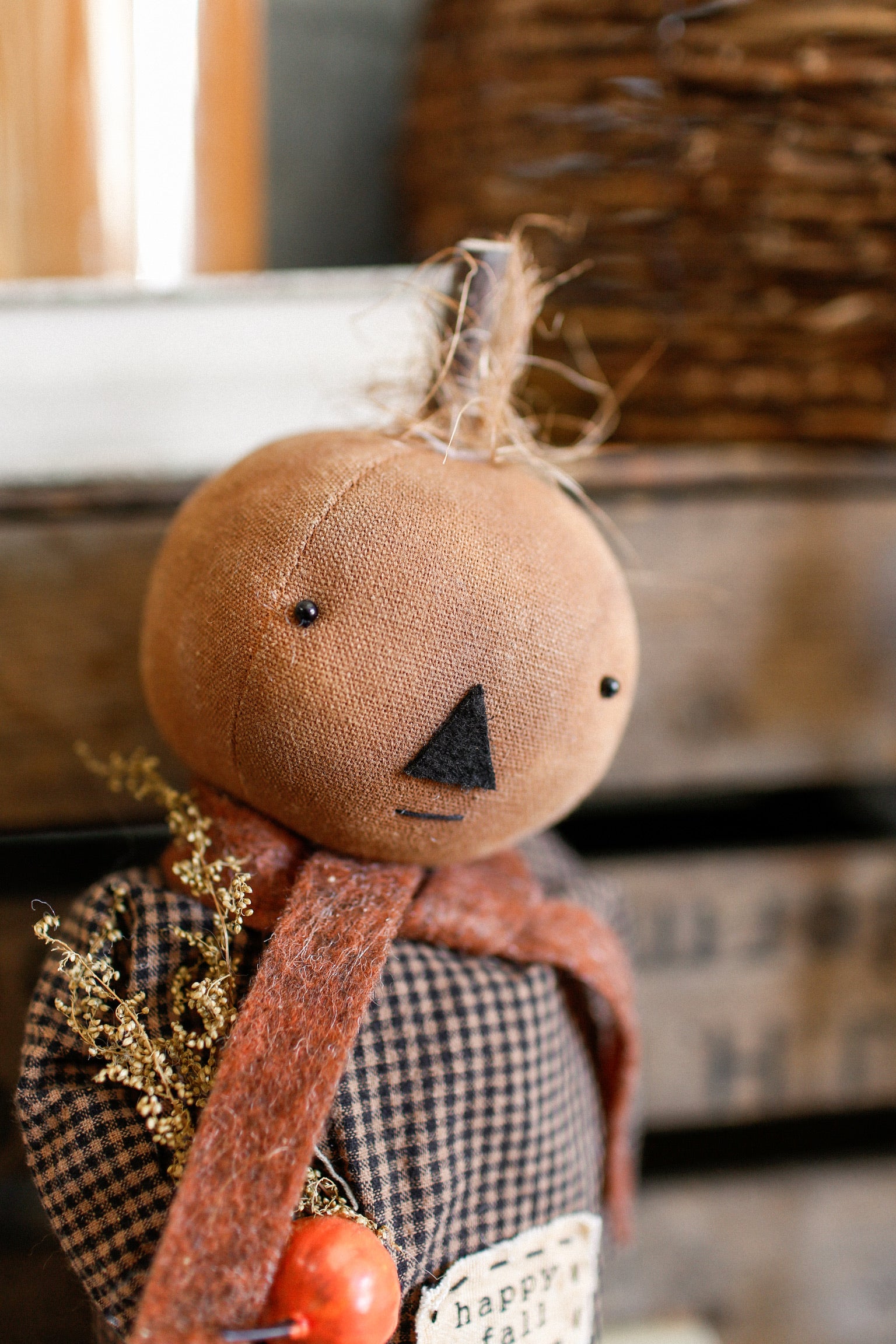 Handmade "Happy Fall" Pumpkin Doll