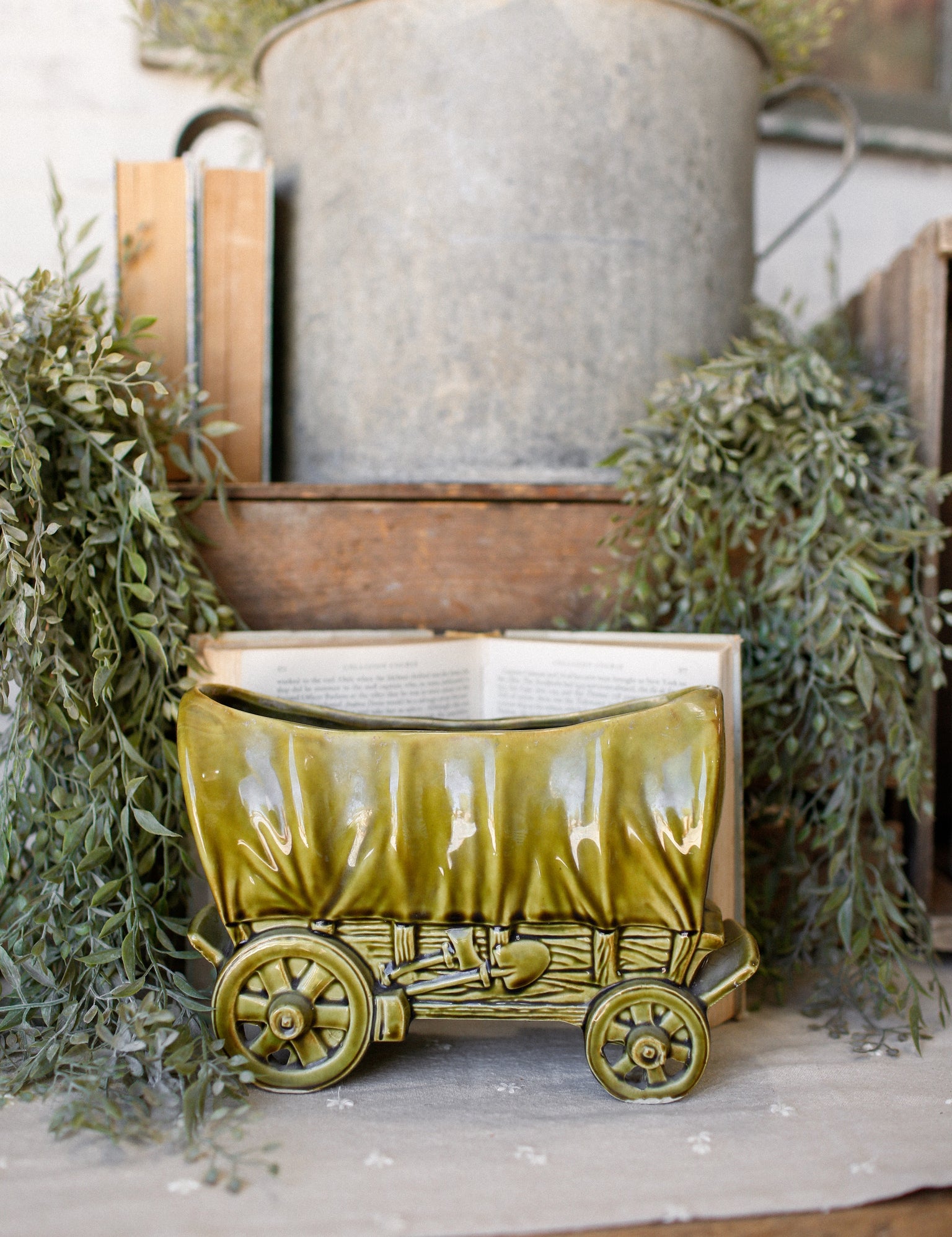 Vintage Shawnee Covered Wagon Planter The Little Burlap Barn®