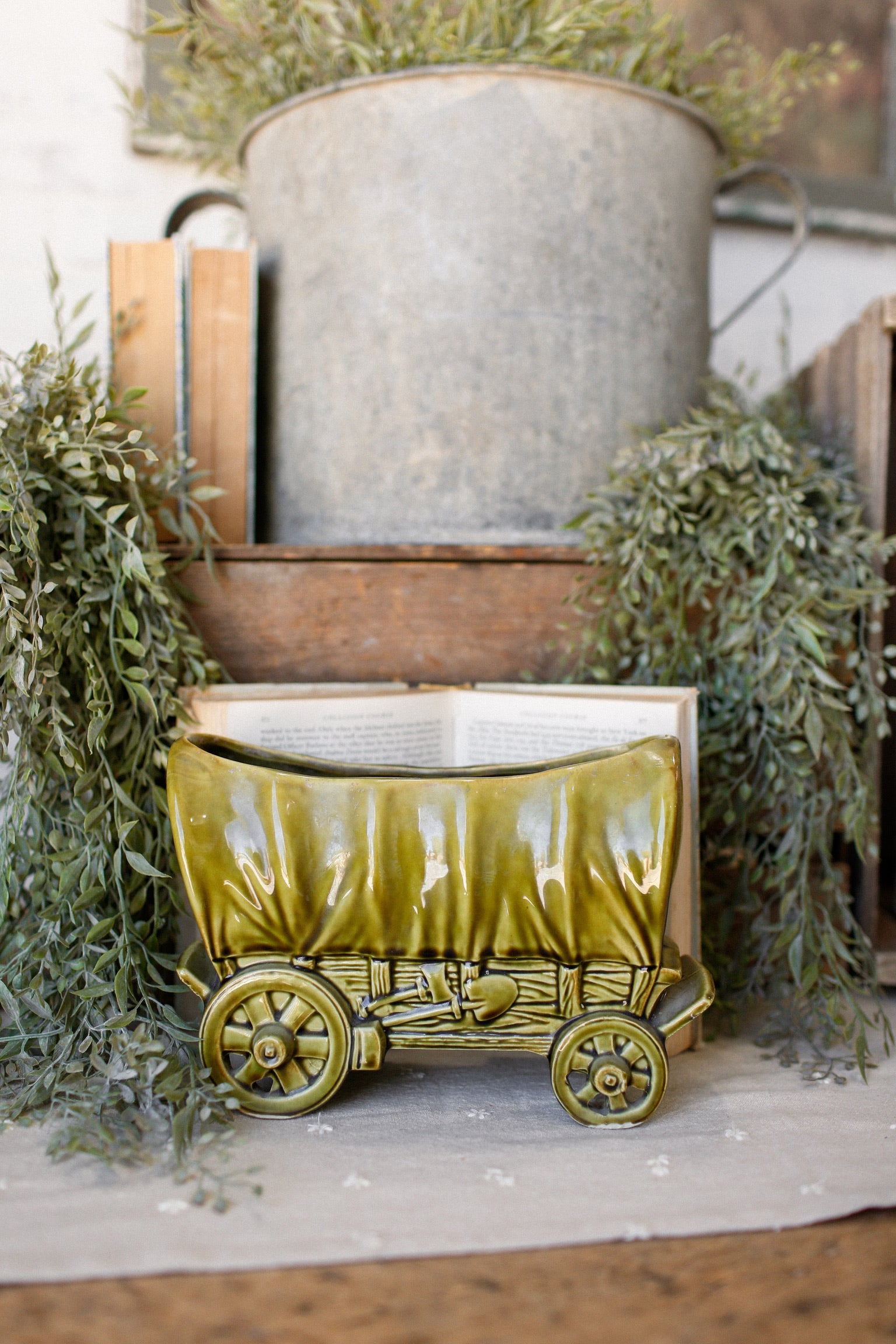Vintage Shawnee Covered Wagon Planter The Little Burlap Barn®